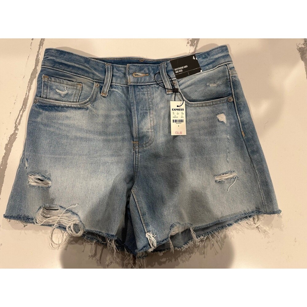 NWT Express Boyfriend MIDI Mid Rise Shorts Sz 4